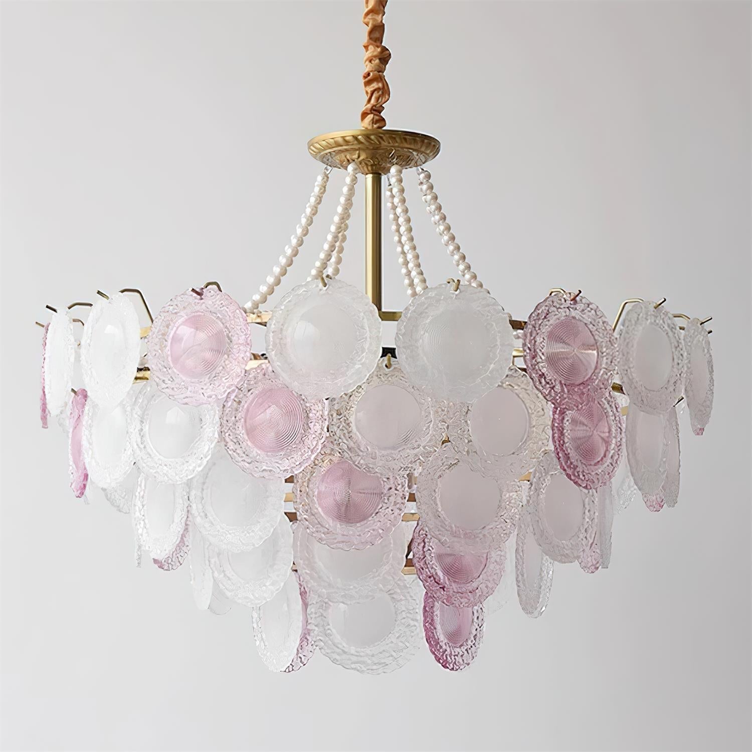 Violaire Chandelier with Blush Pink & Clear Discs - Letslighting