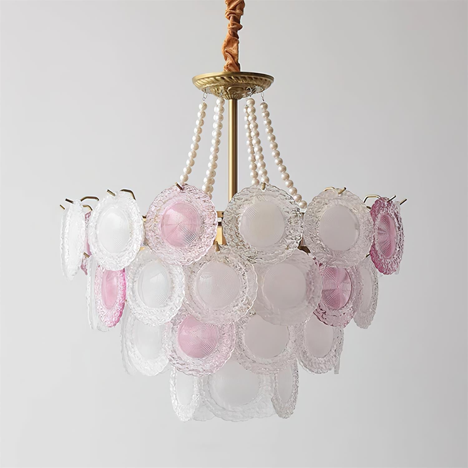 Violaire Chandelier with Blush Pink & Clear Discs - Letslighting