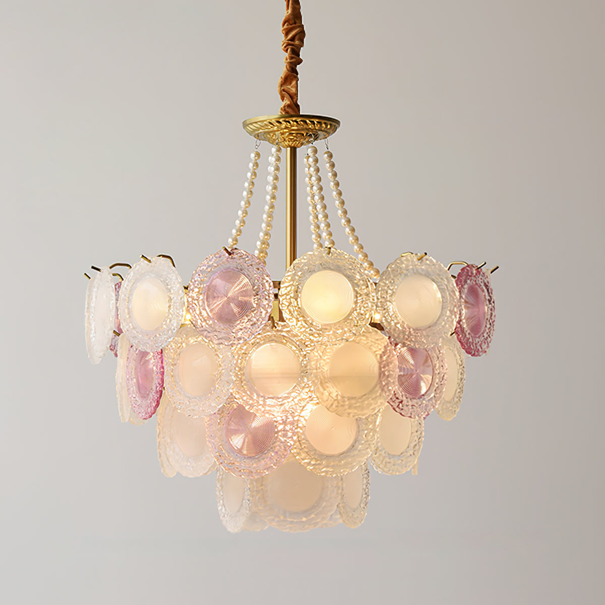 Violaire Chandelier with Blush Pink & Clear Discs - Letslighting