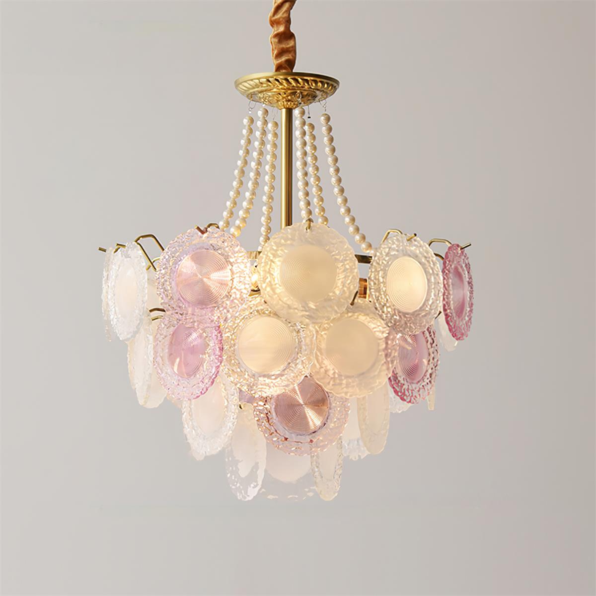 Violaire Chandelier with Blush Pink & Clear Discs - Letslighting