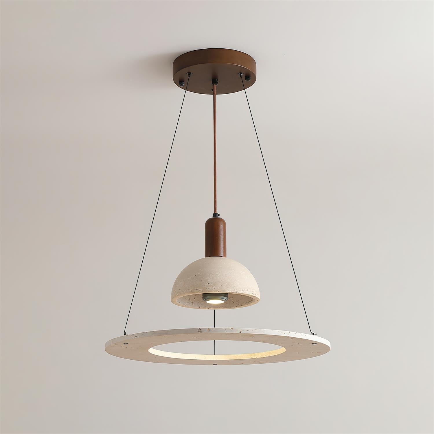 Ritta Travertine Dome & Ring Pendant Lamp - Letslighting