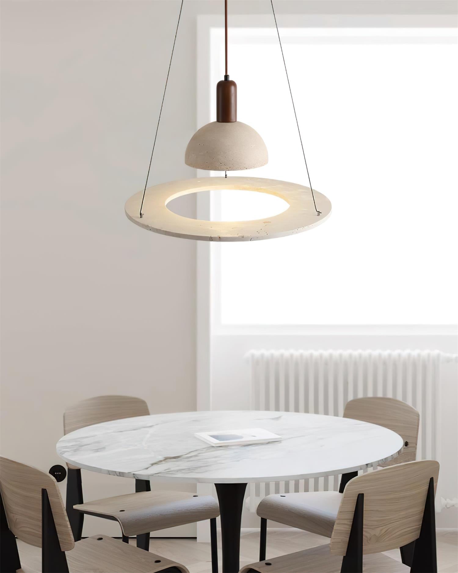 Ritta Travertine Dome & Ring Pendant Lamp - Letslighting
