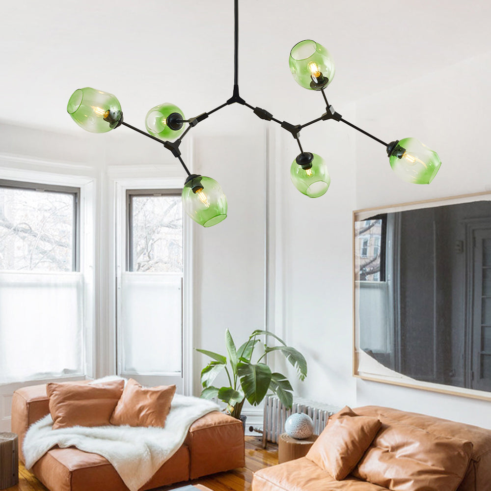Valentina Suspension Nordique, Verre, Noir/Or, Salon