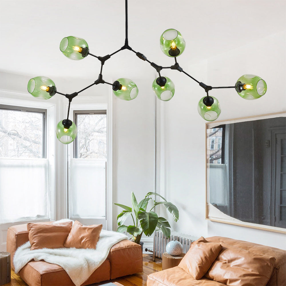 Valentina Suspension Nordique, Verre, Noir/Or, Salon