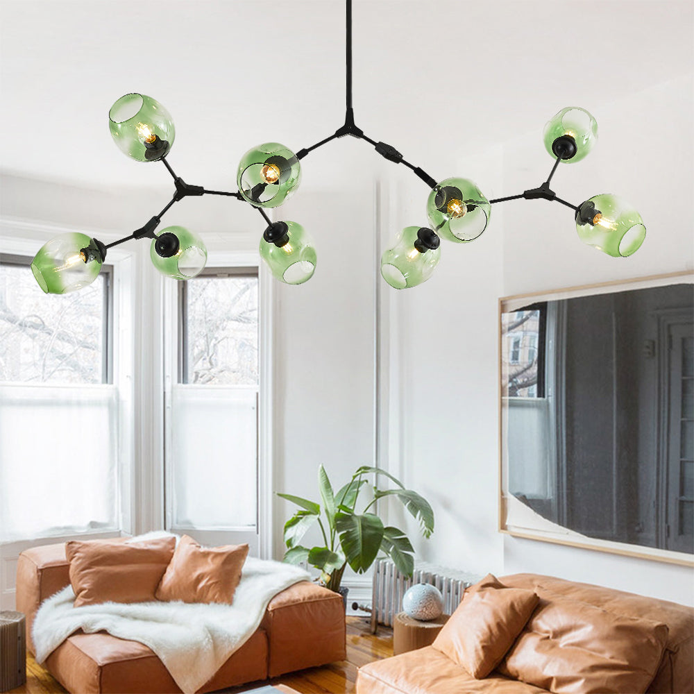 Valentina Suspension Nordique, Verre, Noir/Or, Salon