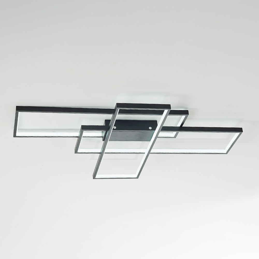 Arisha Plafonnier Rectangle Moderne, Métal/Gel de Silice, Noir/Blanc, Salon