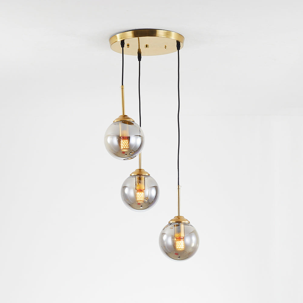 Valentina Luminaires Suspension Verre Transparent Ambre