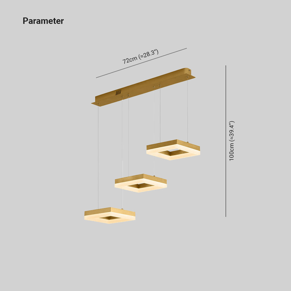 Arisha Suspension Rectangulaire Moderne, Metal/Acrylique, Or, Bureau