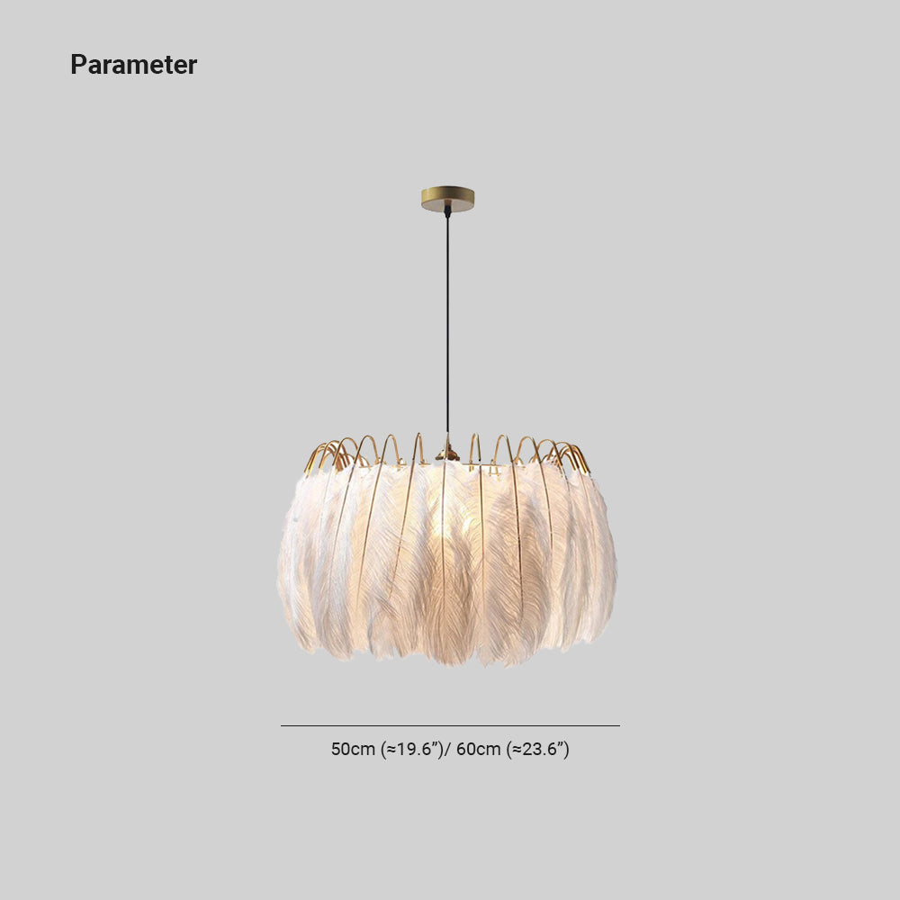 O'Moore Suspension Elegant Feather, Noir/Blanc, Chambre/Salon