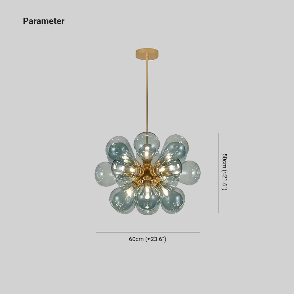 Valentina Suspension Moderne, Métal/Verre, Blanc/Bleu/Violet/Doré, Salon