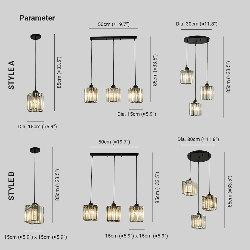 Kristy Suspension Ronde/Carré Nordique, Métal/Verre, Noir/Or, Salon/Bar