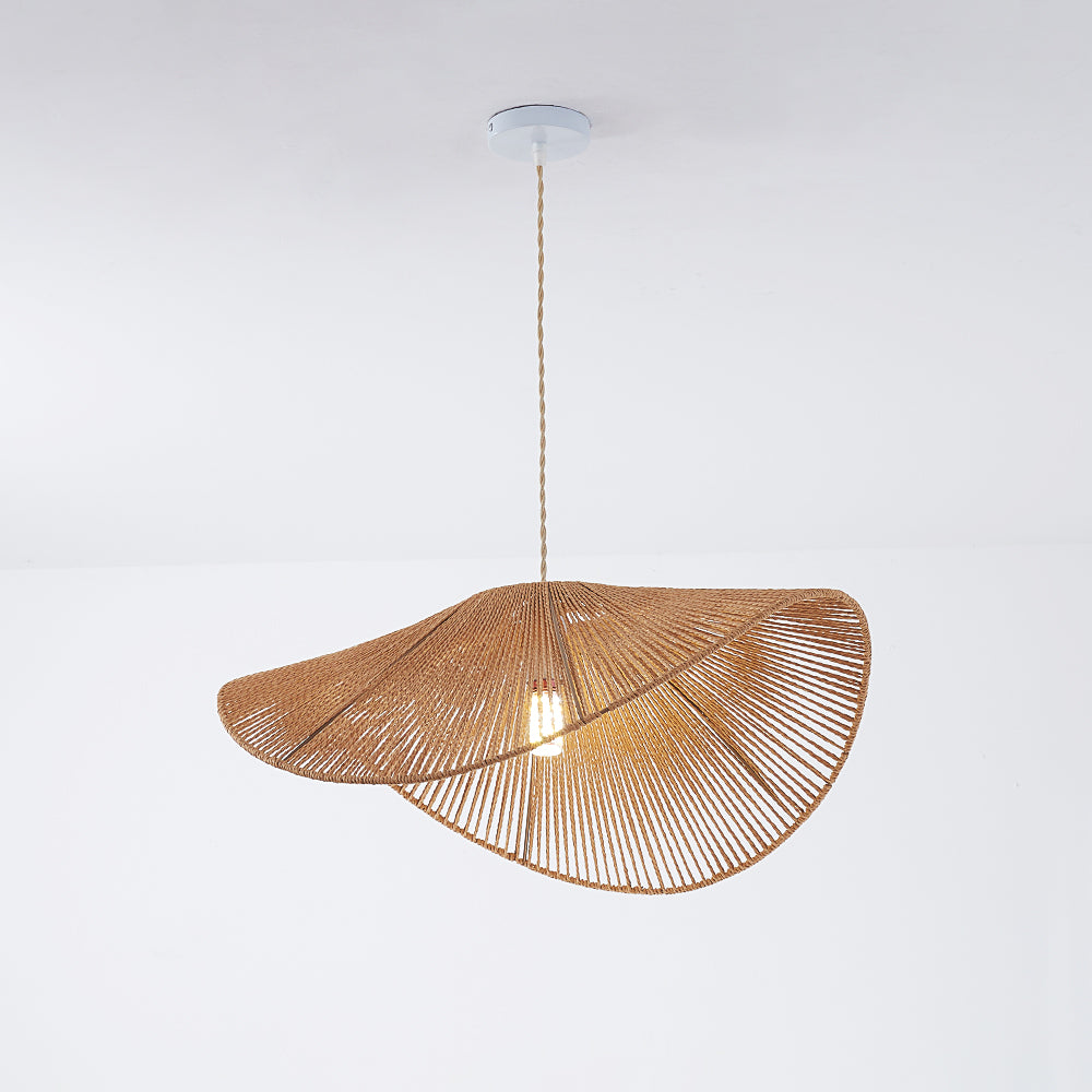 Ritta Twine Suspension Ronde Naturelle, Métal/Rotin, Marron/Beige, Cuisine/Bureau