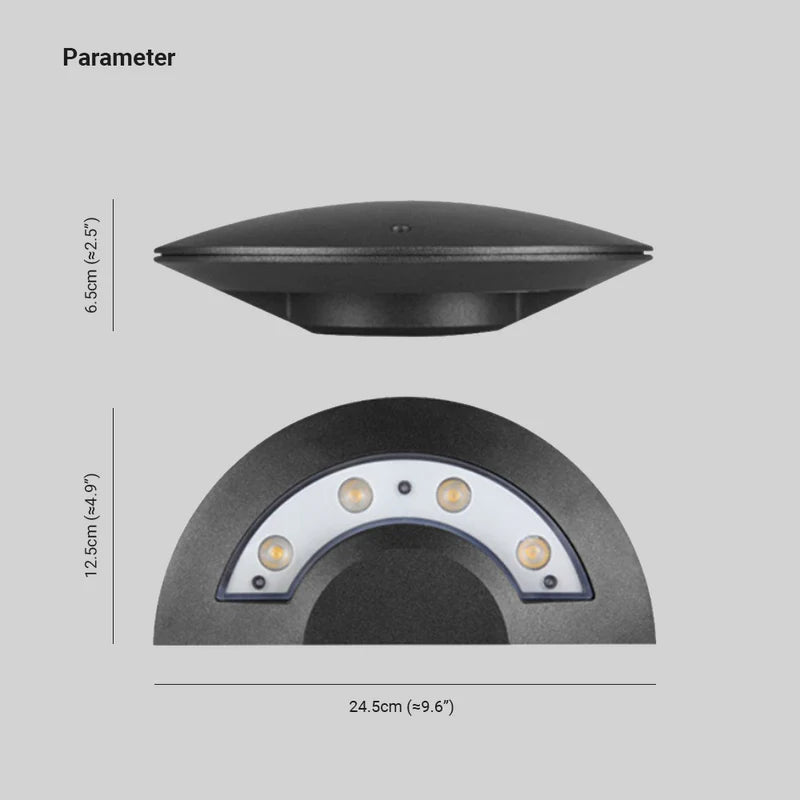 Ray Applique Murale Coquille Moderne Minimaliste, Métal, Noir, Jardin