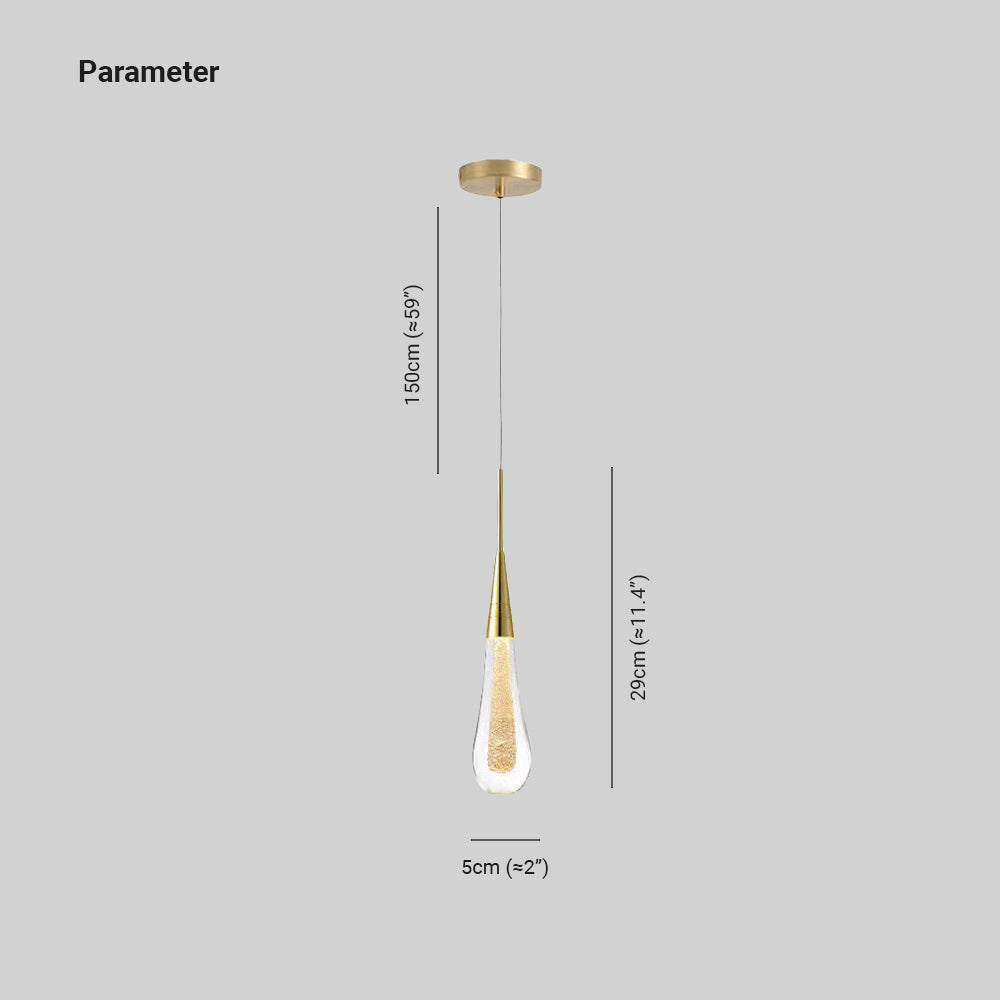 Kristy Suspension Goutte Design Doré Salon
