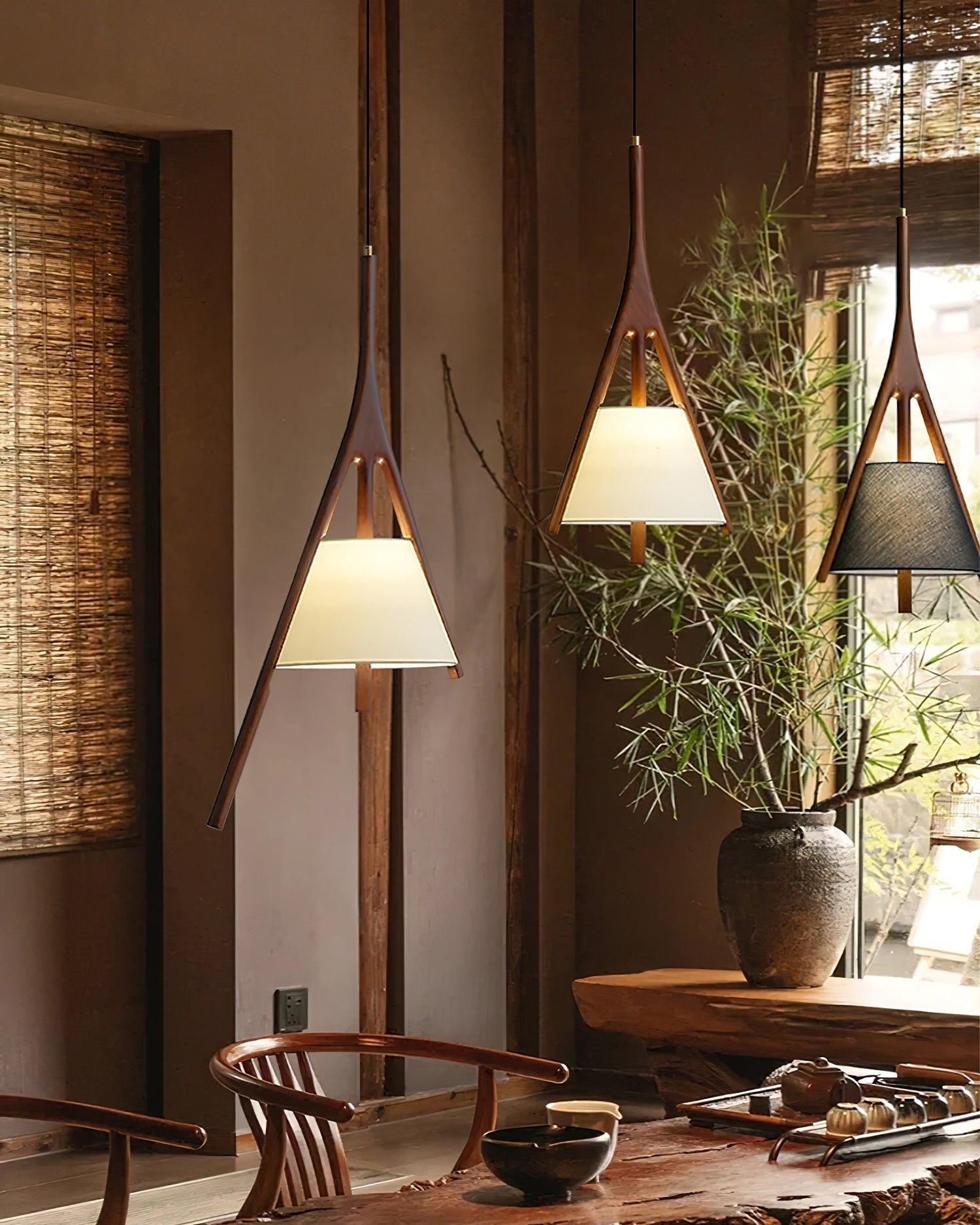 Zovenarae Triangular Wood Pendant Light - Blowlighting