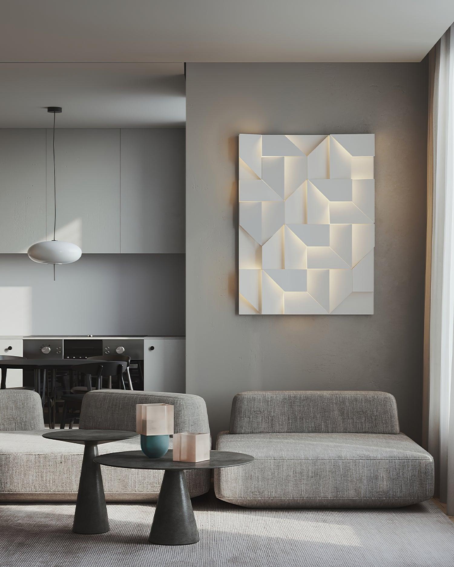 Wall Lamp 3D Geometric Panels Layered Light Art Remote Dimming Modern - Letslighting