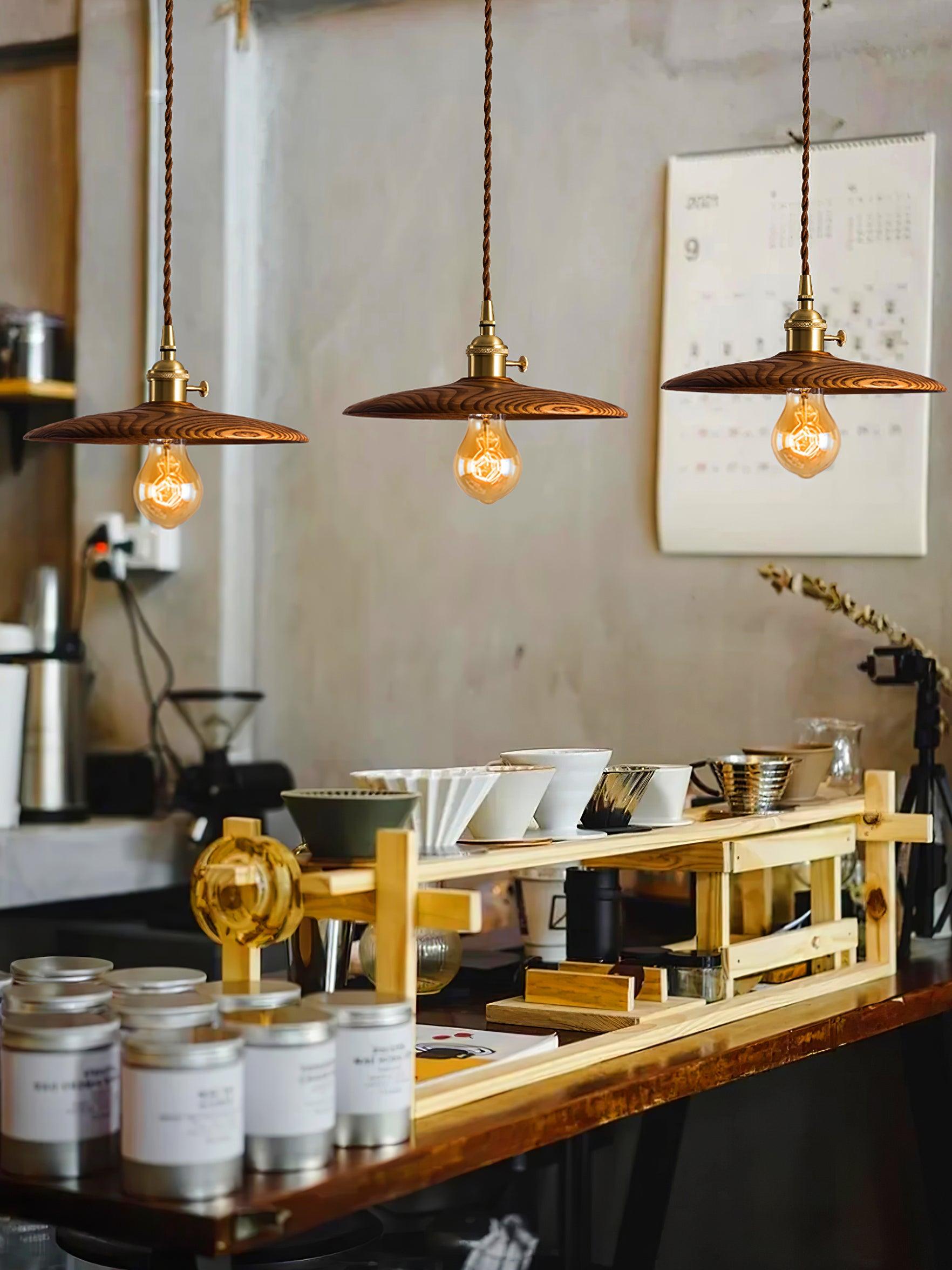 Walnut Conical Pendant Light - Blowlighting