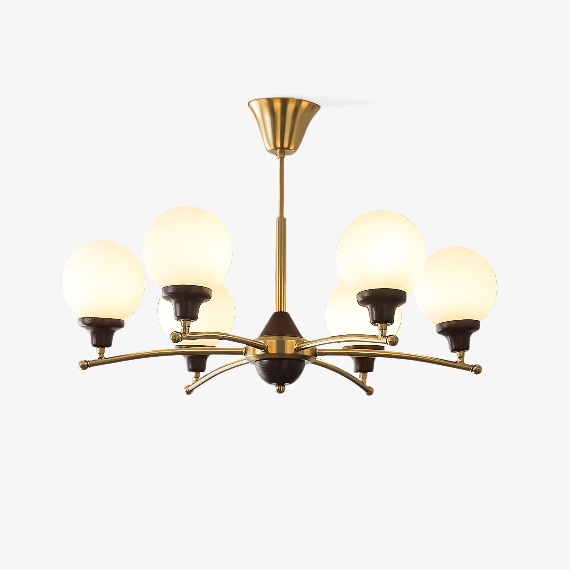 Walnut Glass Ball Chandelier - Blowlighting