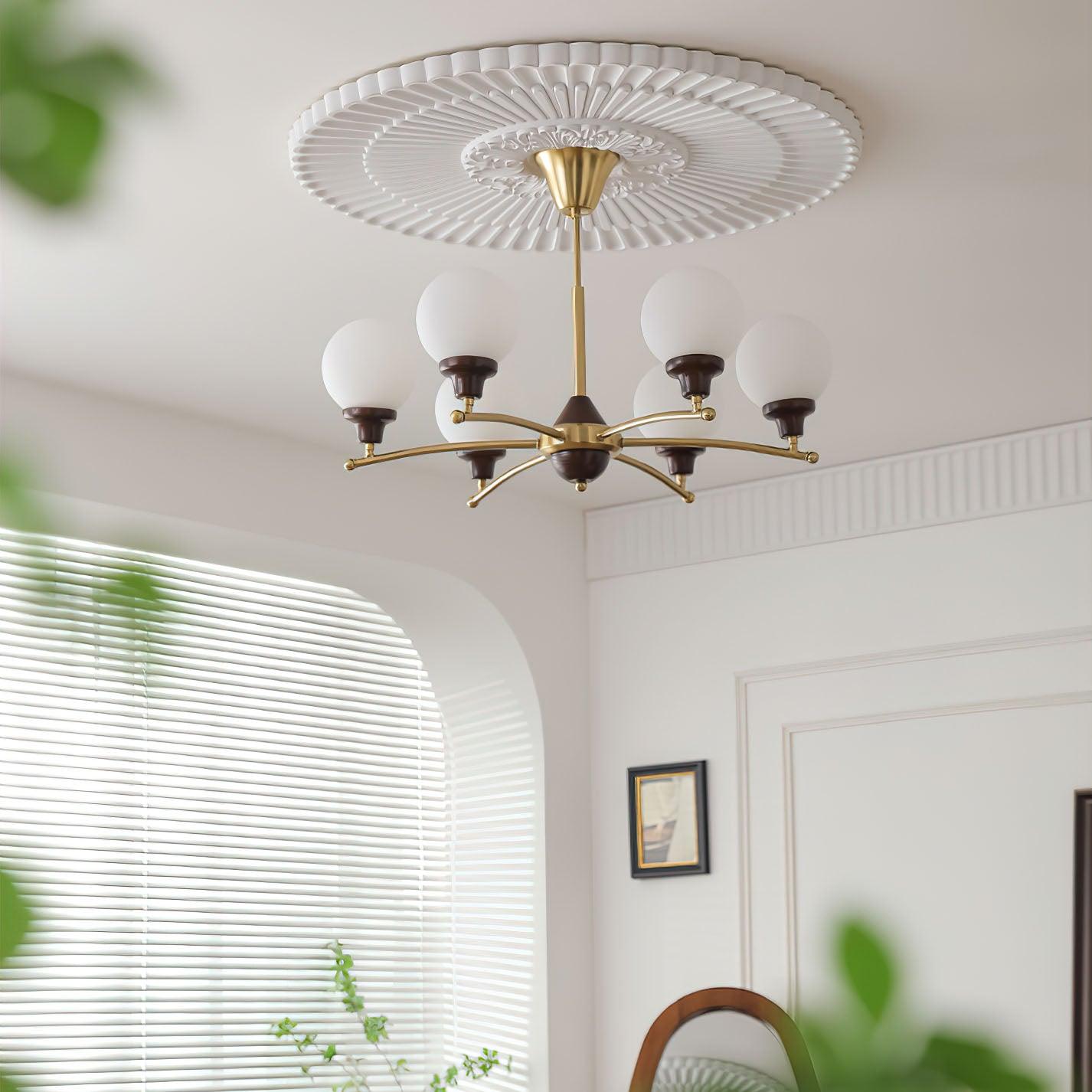 Walnut Glass Ball Chandelier - Blowlighting