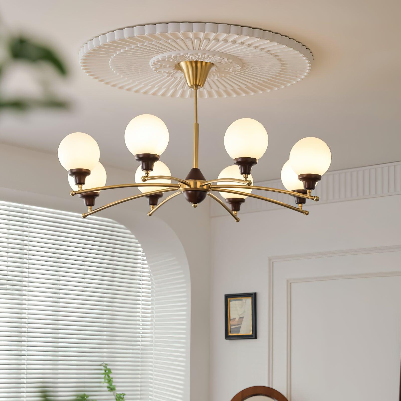 Walnut Glass Ball Chandelier - Blowlighting