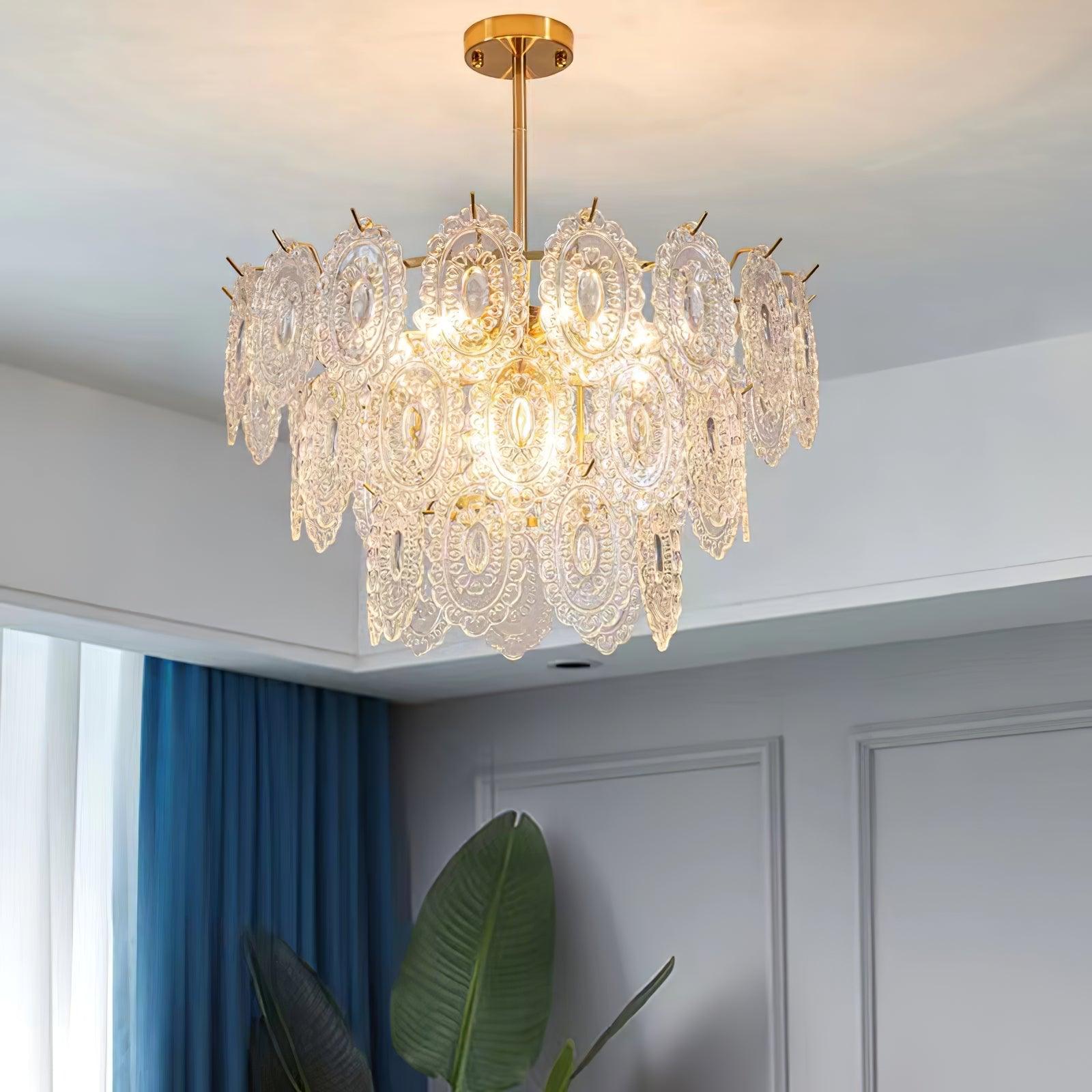 Lustra Chandelier Wave Glass Wrought Iron Elegant - Letslighting