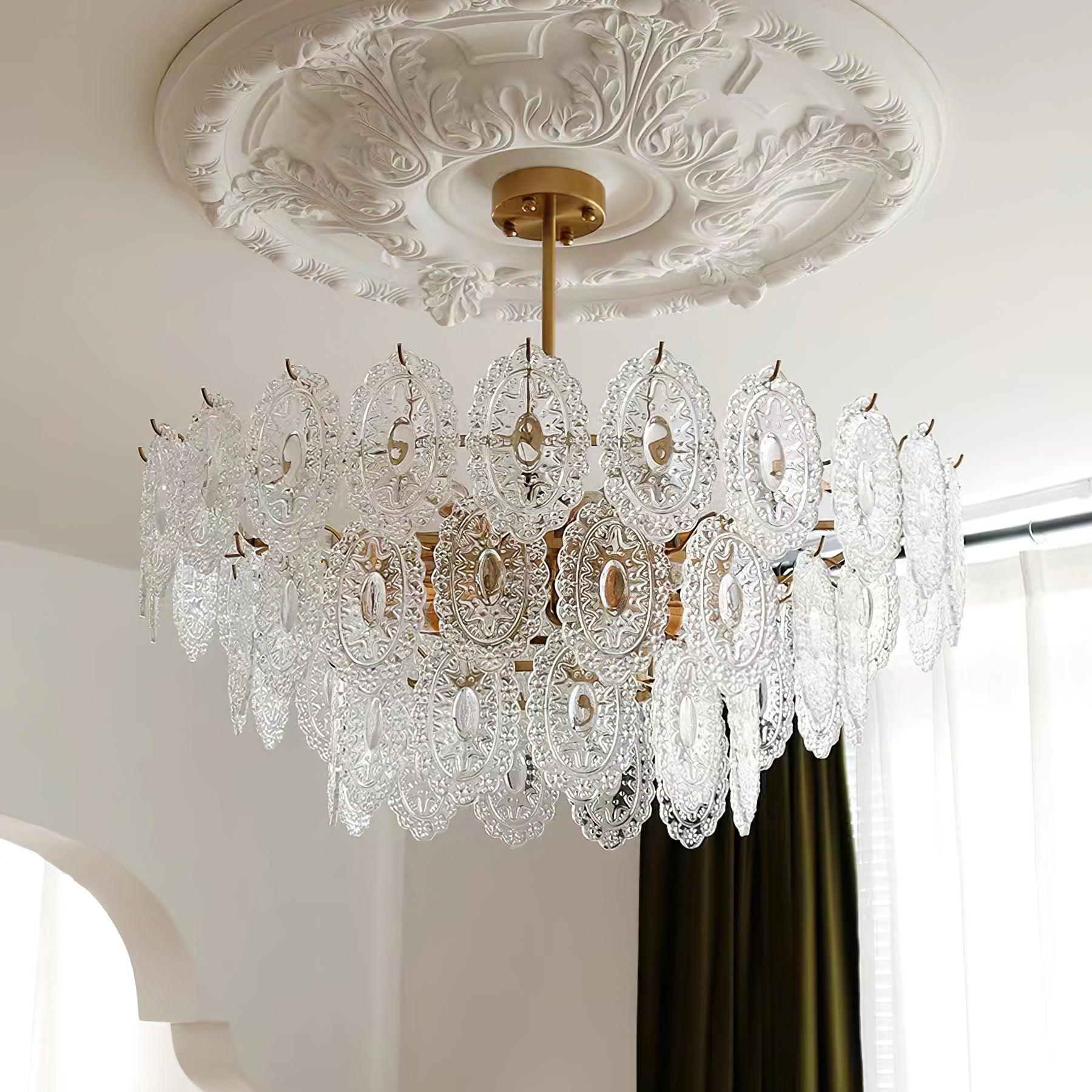 Lustra Chandelier Wave Glass Wrought Iron Elegant - Letslighting