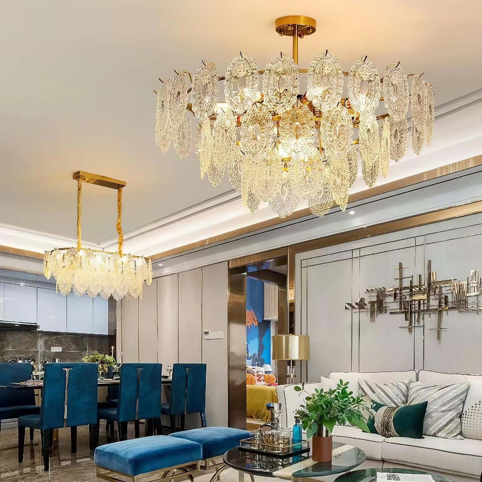 Lustra Chandelier Wave Glass Wrought Iron Elegant - Letslighting