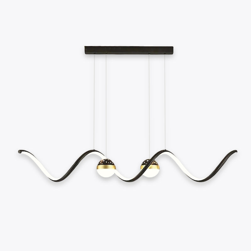 Arisha Suspension Linéaire Nordique, Métal/Acrylique, Noir/Blanc/Doré, Salon