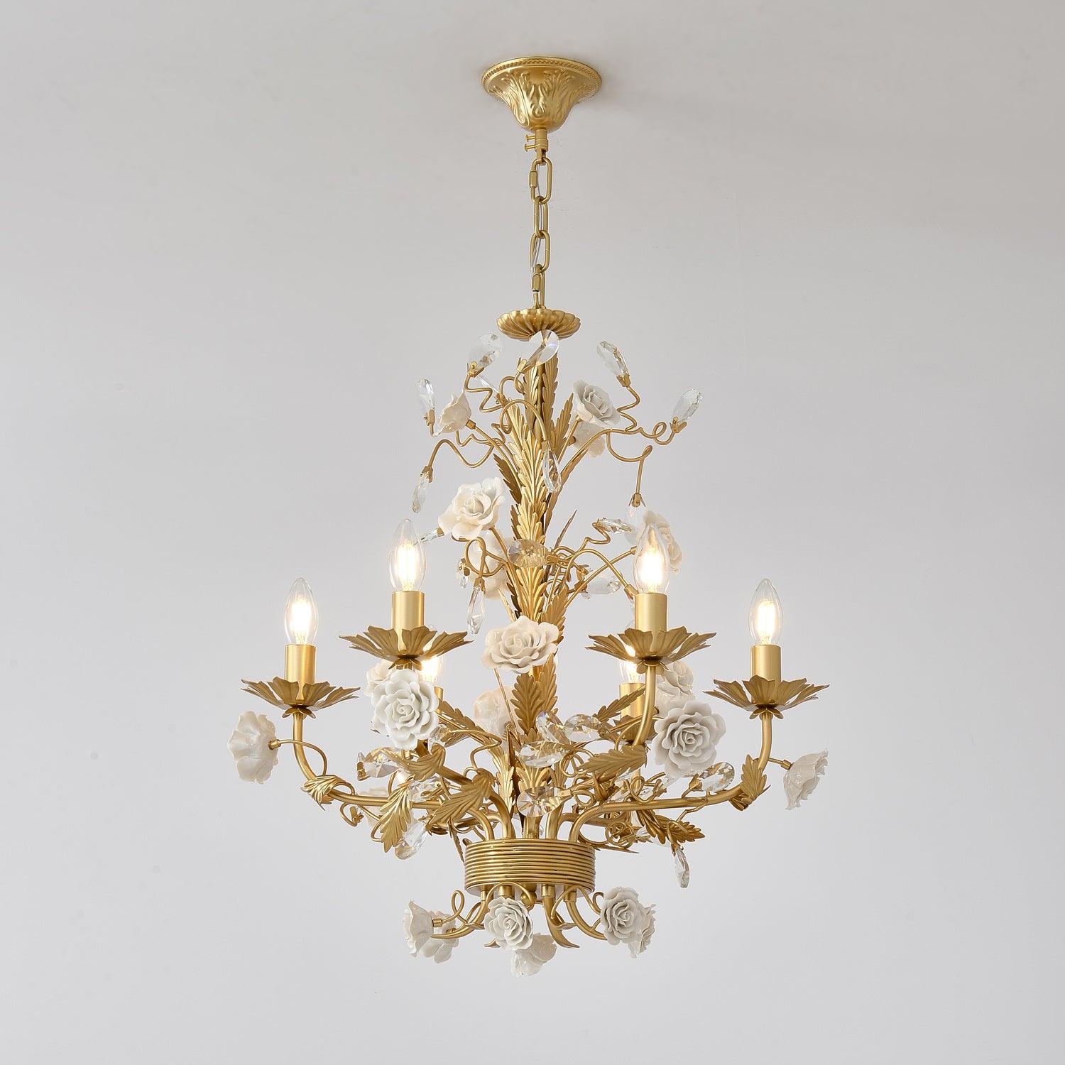 White Rose Crystal Chandelier - Blowlighting