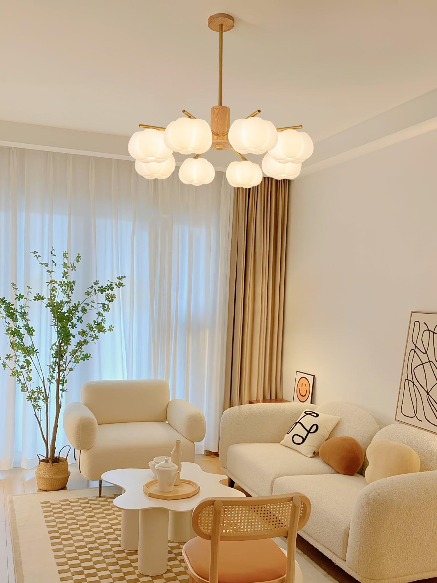 Wooden Cotton Balls Chandelier - Blowlighting