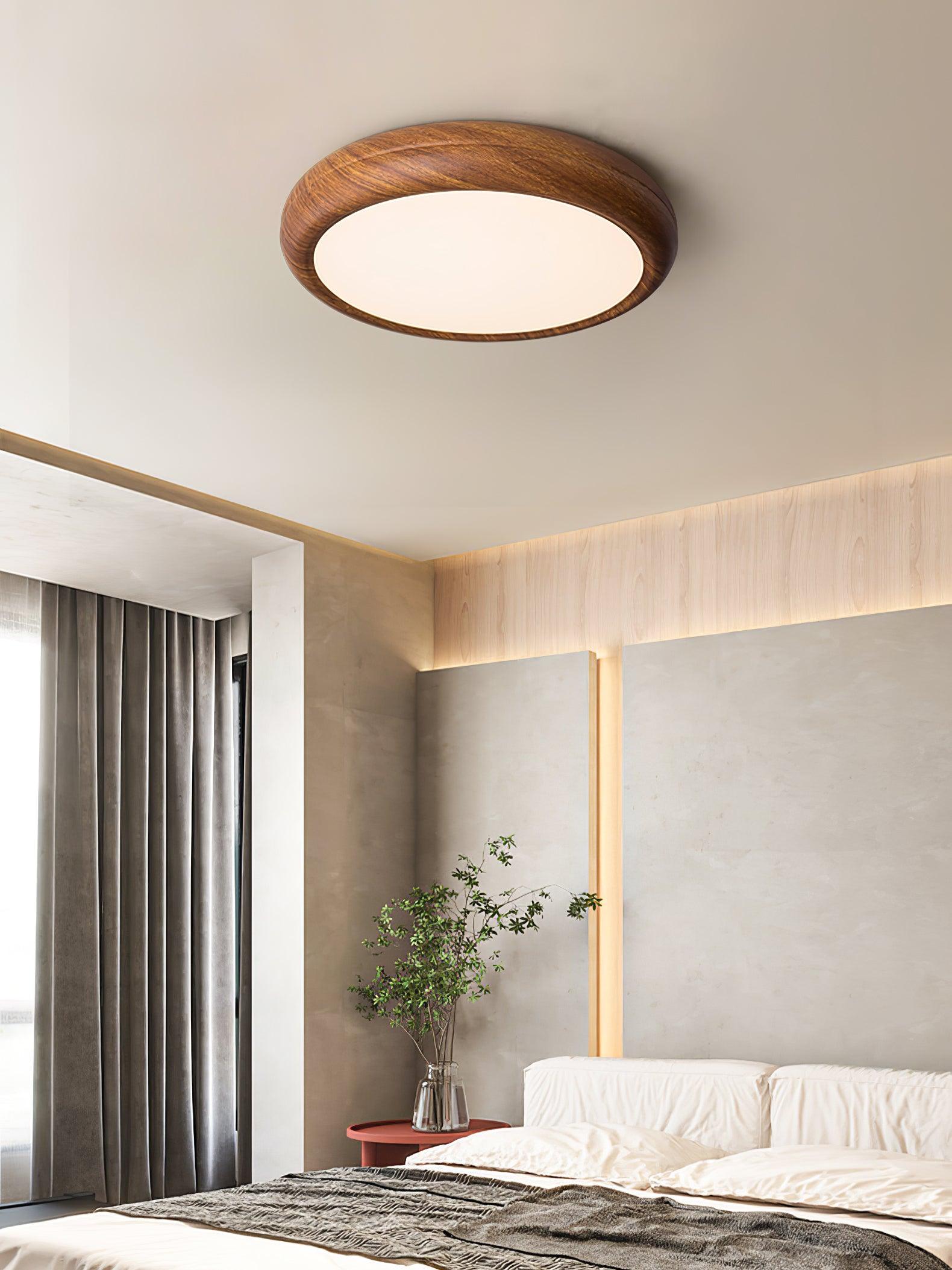 Wood Grain Round Ceiling Lamp - Blowlighting