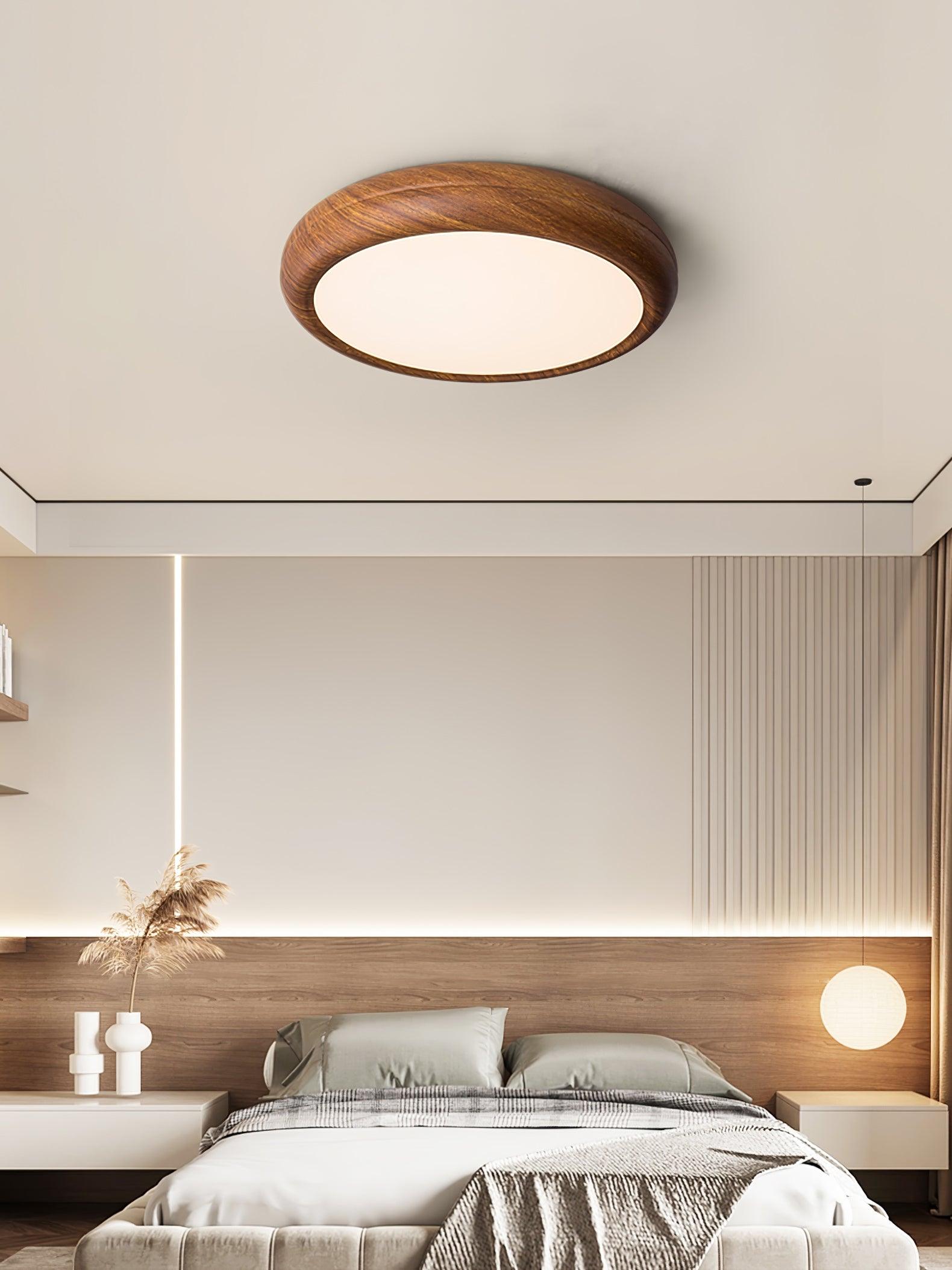 Wood Grain Round Ceiling Lamp - Blowlighting
