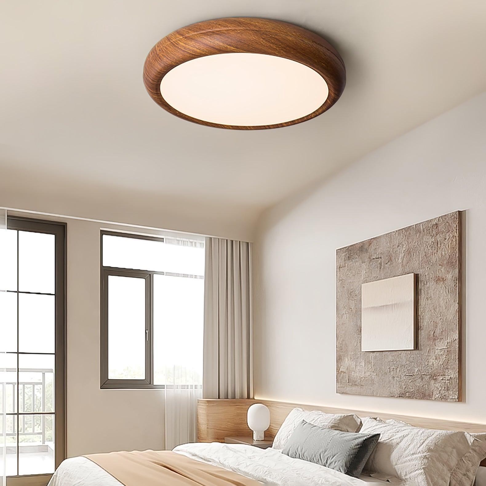 Wood Grain Round Ceiling Lamp - Blowlighting