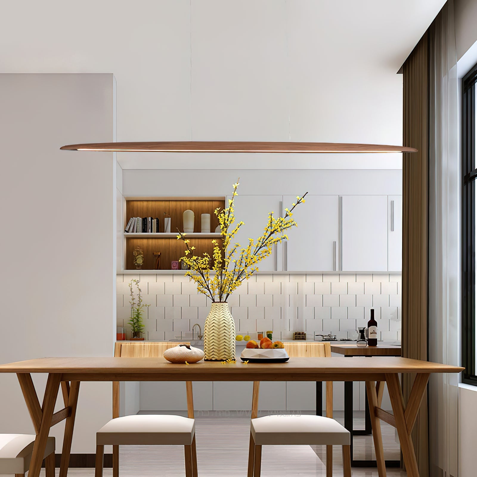 Zing Modern Minimalist Walnut Wood Pendant Lamp - Lamp Copper