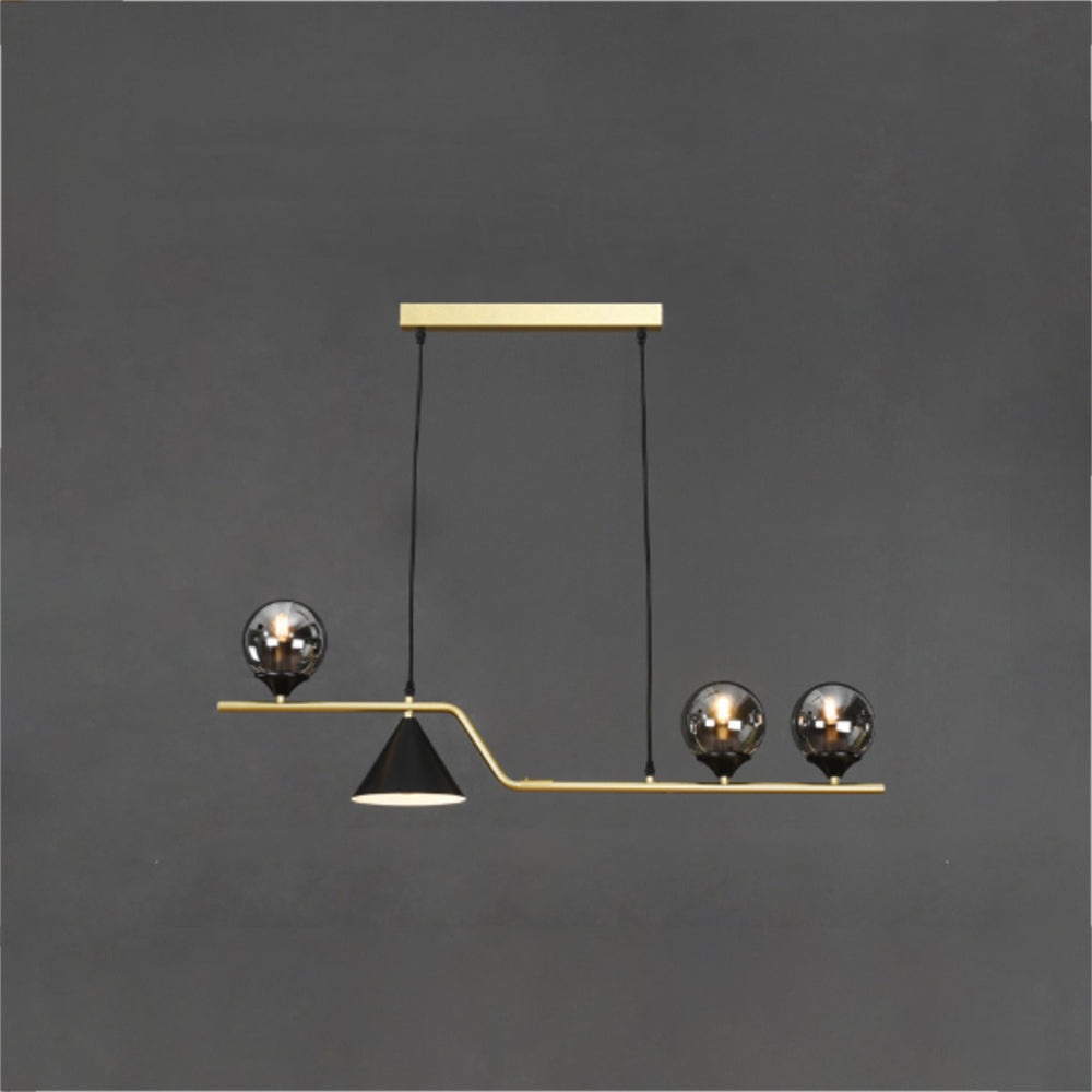 Ray Moderne LED Suspension Noir/Or Verre Salon/Chambre à Coucher