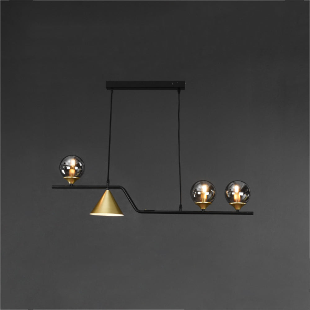 Ray Moderne LED Suspension Noir/Or Verre Salon/Chambre à Coucher