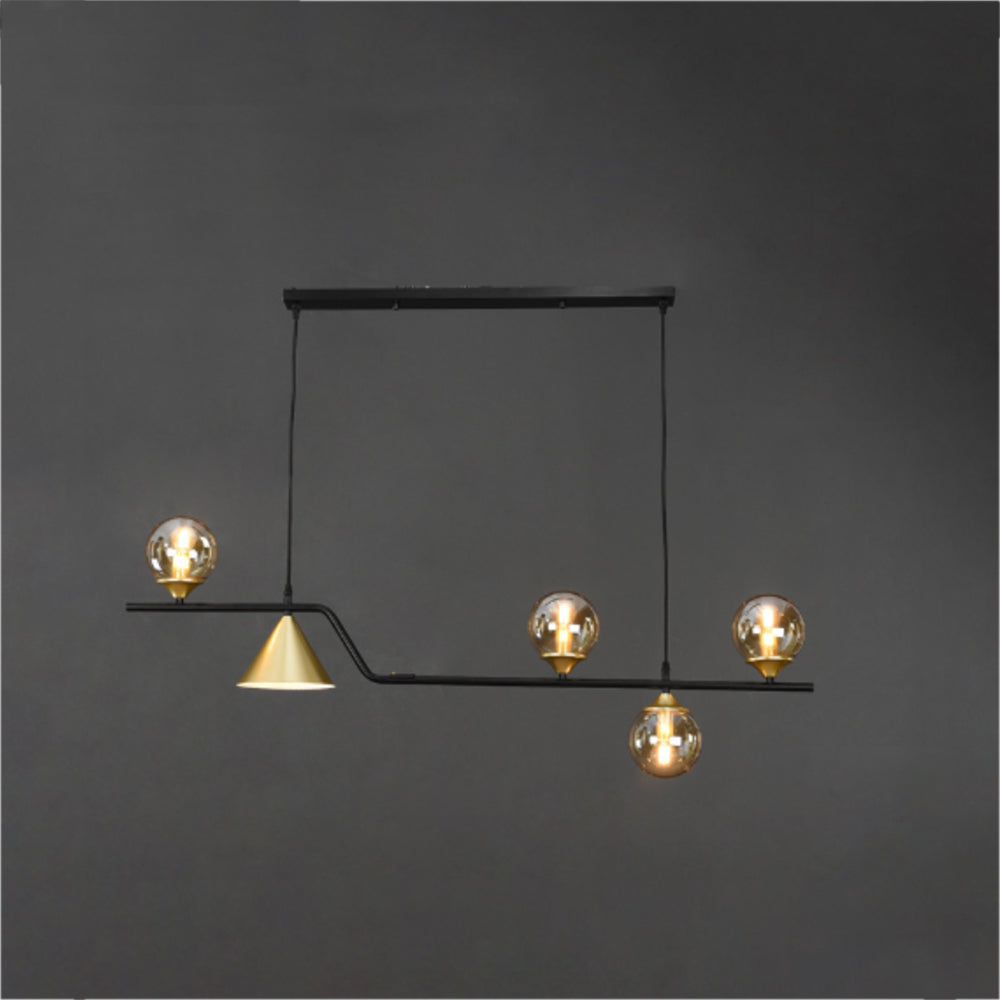 Ray Moderne LED Suspension Noir/Or Verre Salon/Chambre à Coucher