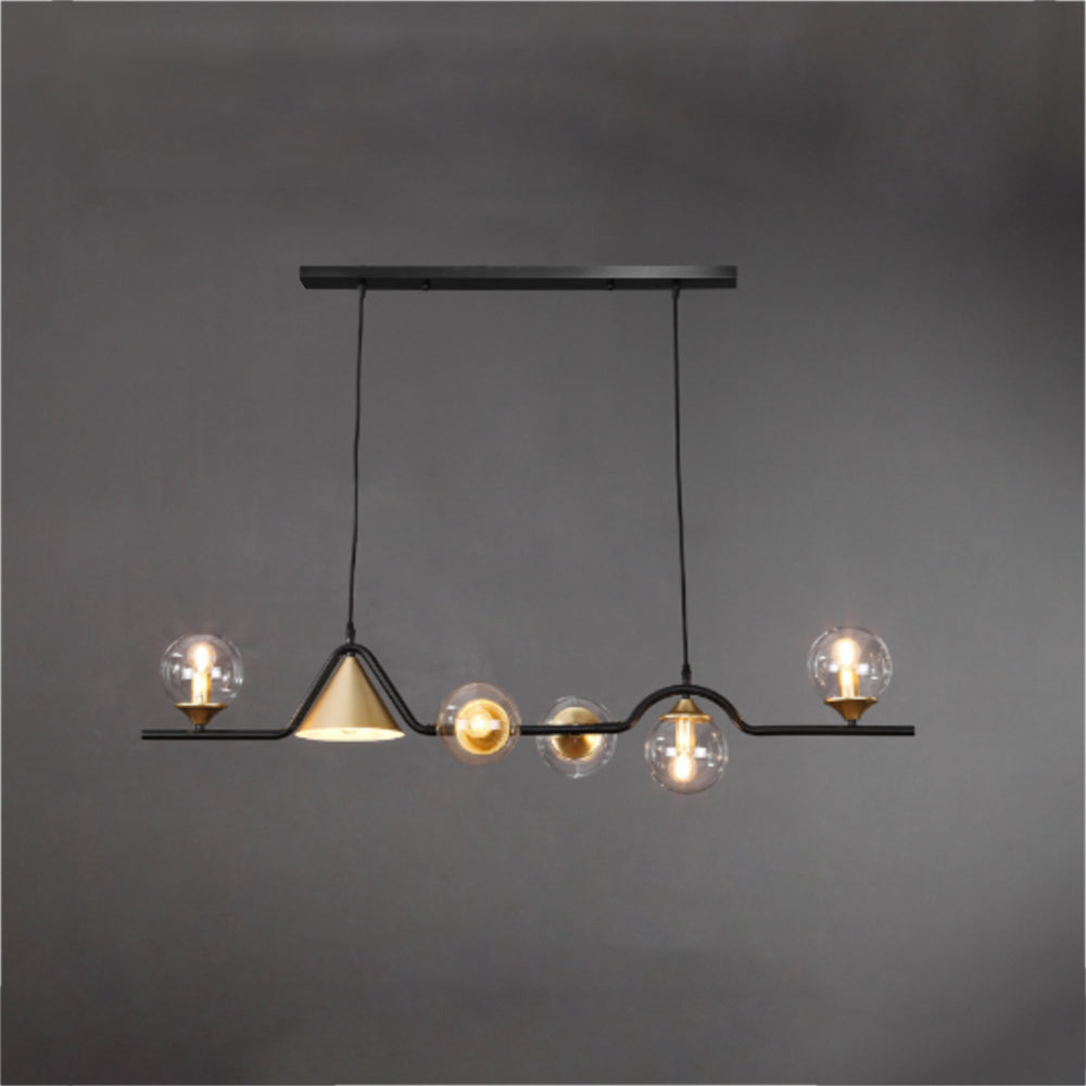 Ray Moderne LED Suspension Noir/Or Verre Salon/Chambre à Coucher