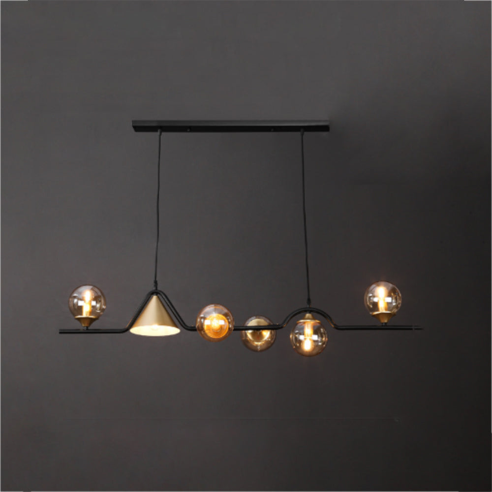 Ray Moderne LED Suspension Noir/Or Verre Salon/Chambre à Coucher