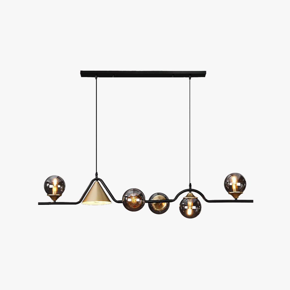 Ray Moderne LED Suspension Noir/Or Verre Salon/Chambre à Coucher