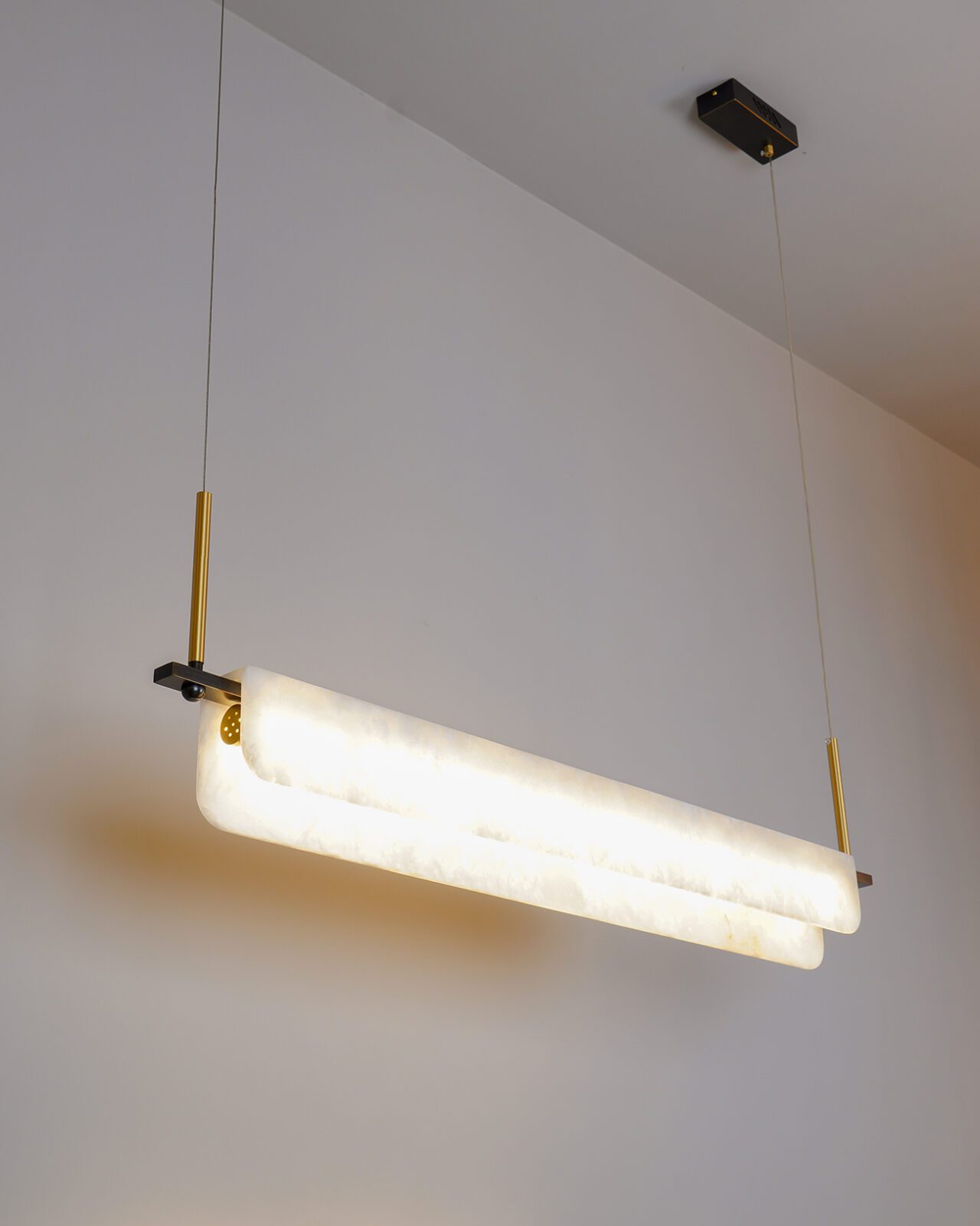 Eshaisra Modern Minimalist Metal Alabaster Pendant Light - Lamp Copper
