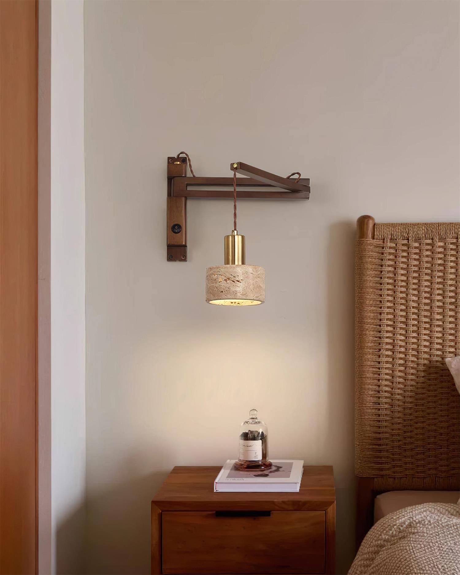 Wall Lamp with Travertine Cylinder Shade for Minimalist Ambiance - Letslighting
