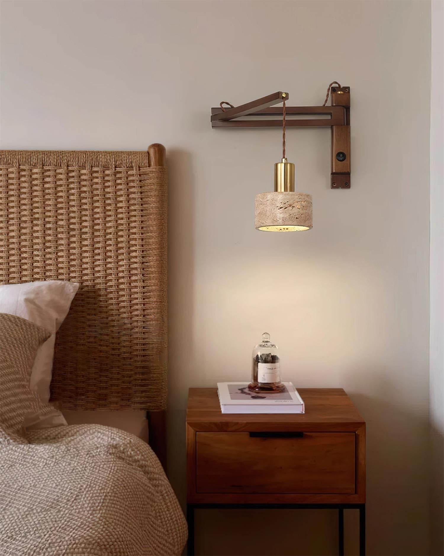 Wall Lamp with Travertine Cylinder Shade for Minimalist Ambiance - Letslighting