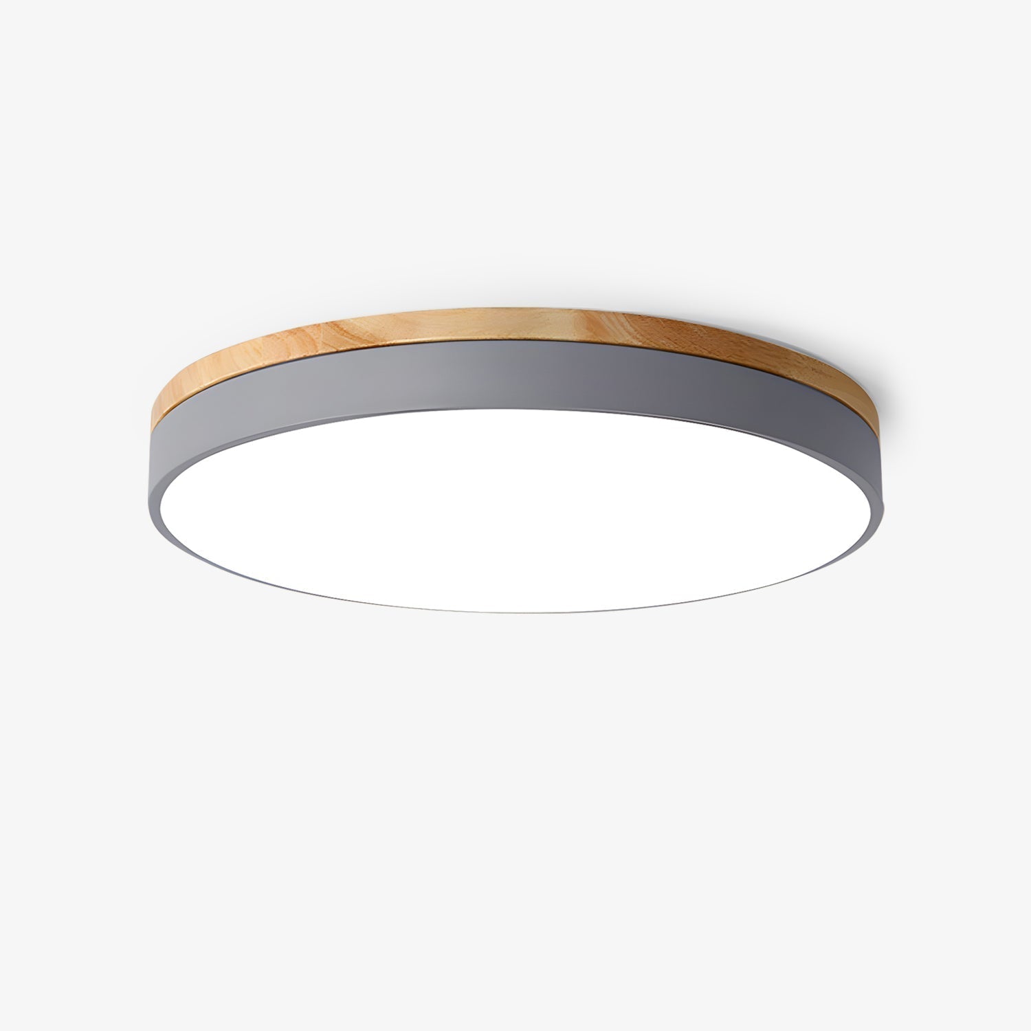 Solara Ceiling Light Circular Wood Grey Modern Minimalist - Letslighting