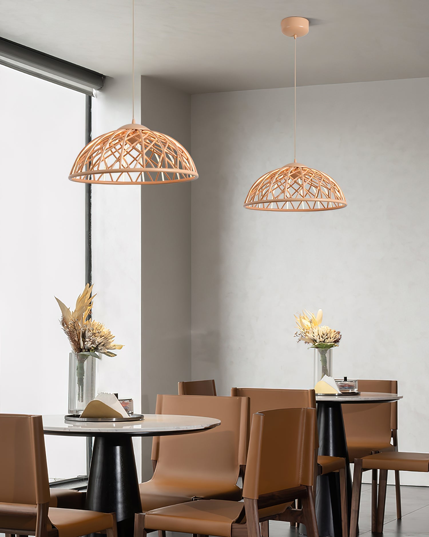 Zeela Pendant Lamp Wood-Top Textured Glass Shade - Letslighting