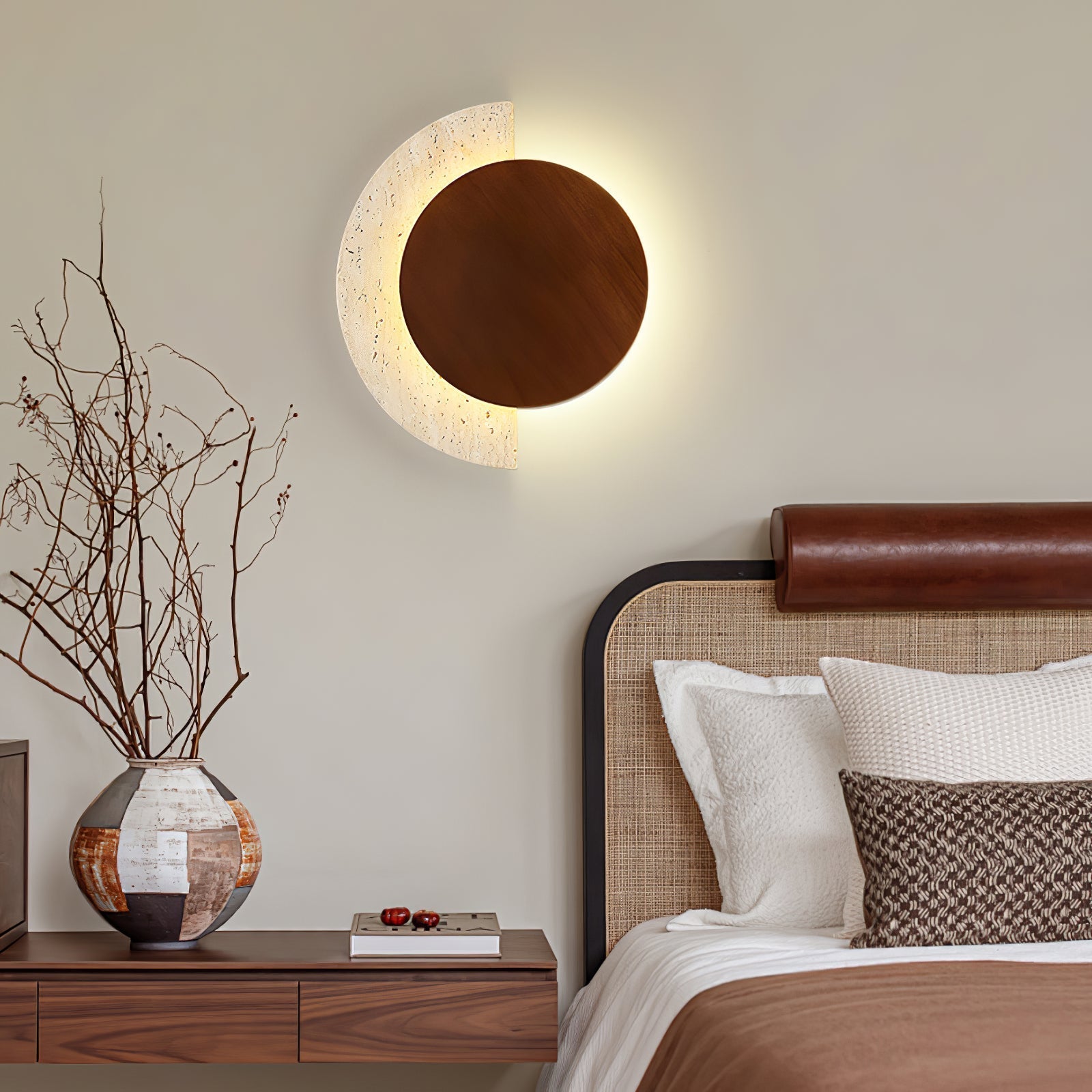 Coraeen Half-Moon Travertine Wall Light - Letslighting