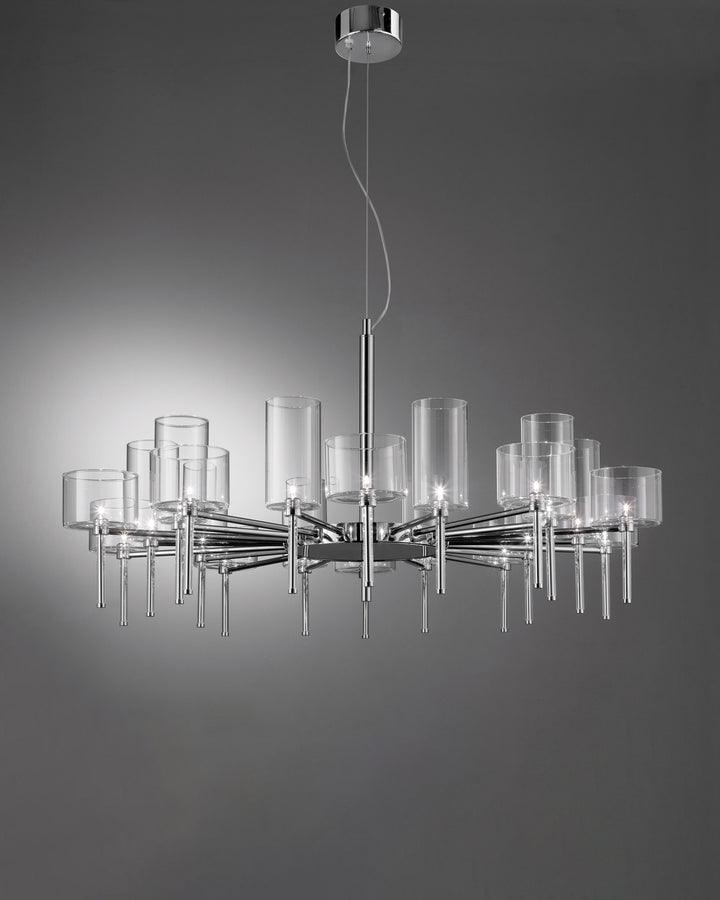 Zonia Chandelier Glass Cylinder Array Chrome - Letslighting
