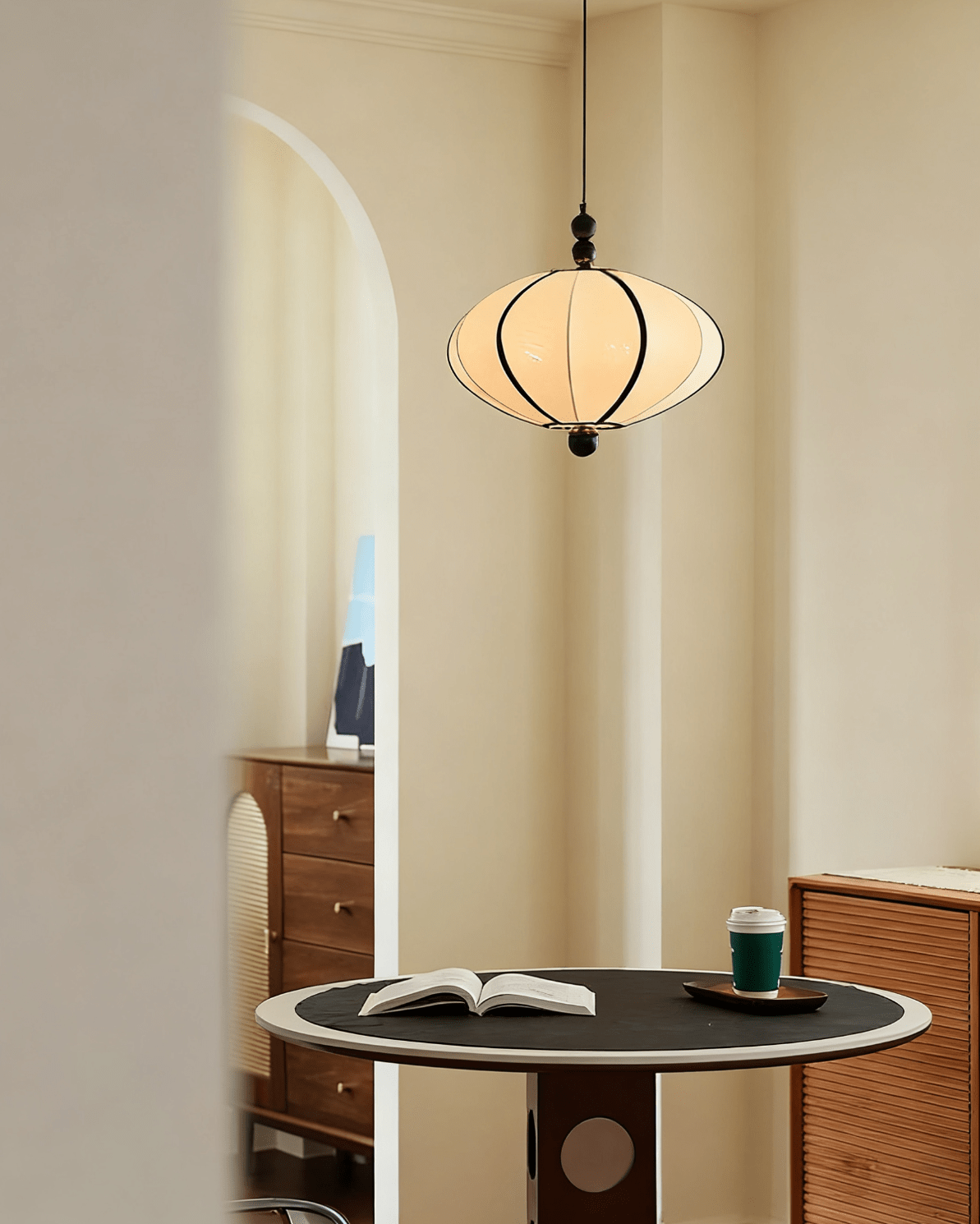 Zora Unique Bois Tissu Suspension Lampe