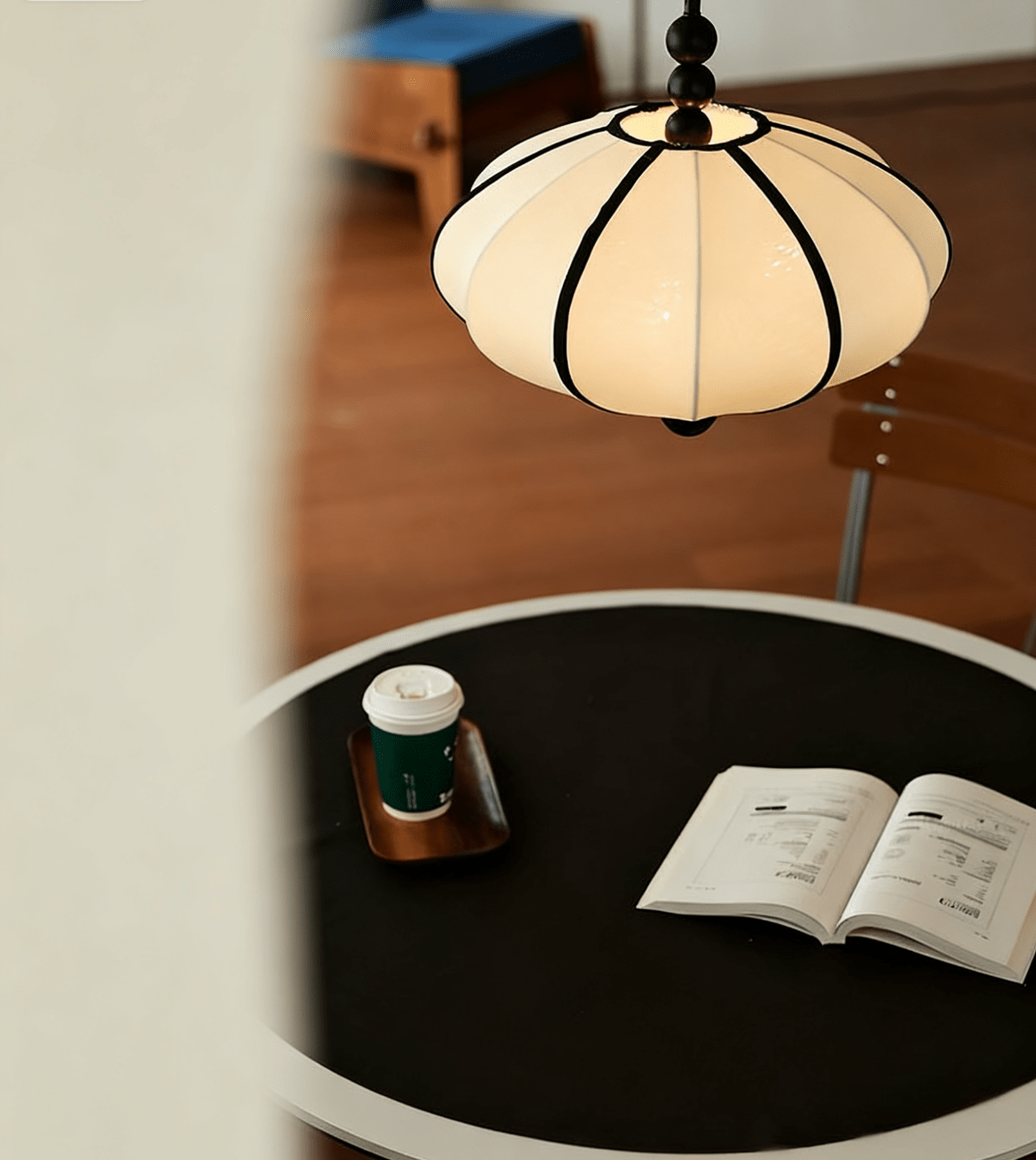 Zora Unique Bois Tissu Suspension Lampe