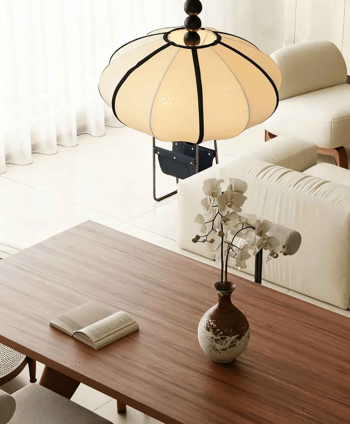 Zora Unique Bois Tissu Suspension Lampe